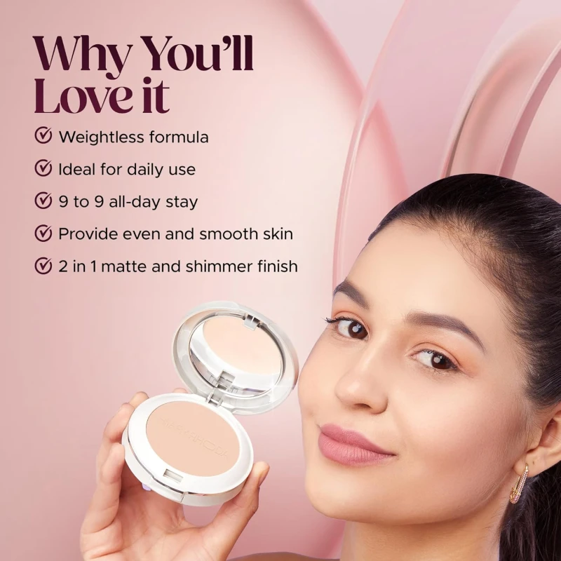 Hilary Rhoda Slay All Day Compact | 2 in 1 Compact | Matte & Shimmer Finish | Moisture-Infused & With Sponge | 20g (Beige - Shade 03) thumbnail 5